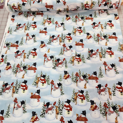 Snow Days with Snowmen and Animals Allover by Barb Tourtillott for Henry Glass, 1638-11